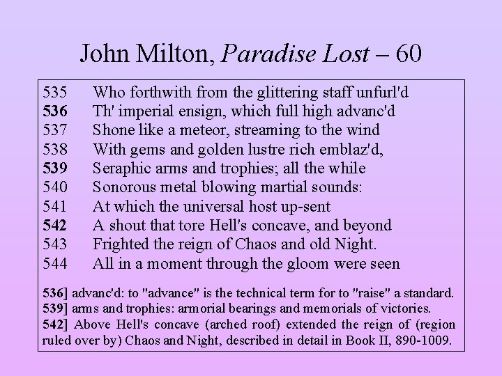 John Milton, Paradise Lost – 60 535 536 537 538 539 540 541 542