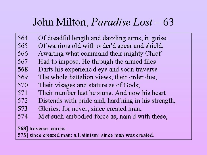 John Milton, Paradise Lost – 63 564 565 566 567 568 569 570 571