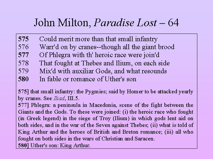 John Milton, Paradise Lost – 64 575 576 577 578 579 580 Could merit
