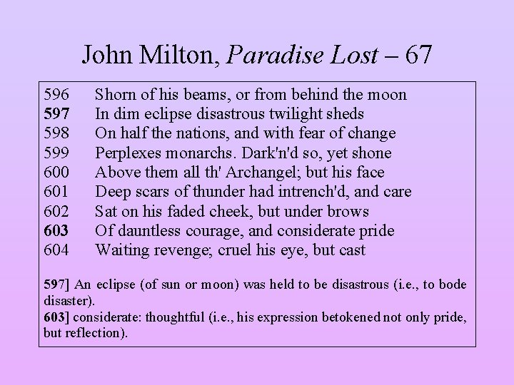 John Milton, Paradise Lost – 67 596 597 598 599 600 601 602 603