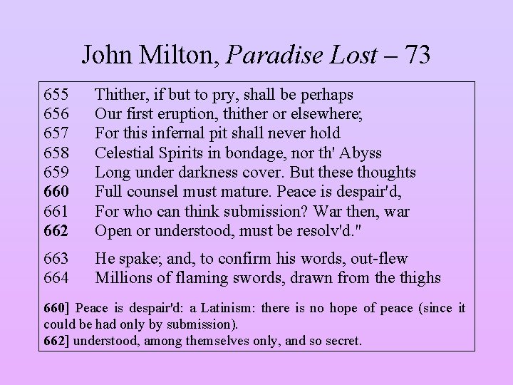 John Milton, Paradise Lost – 73 655 656 657 658 659 660 661 662