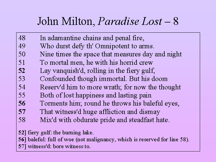 John Milton, Paradise Lost – 8 48 49 50 51 52 53 54 55
