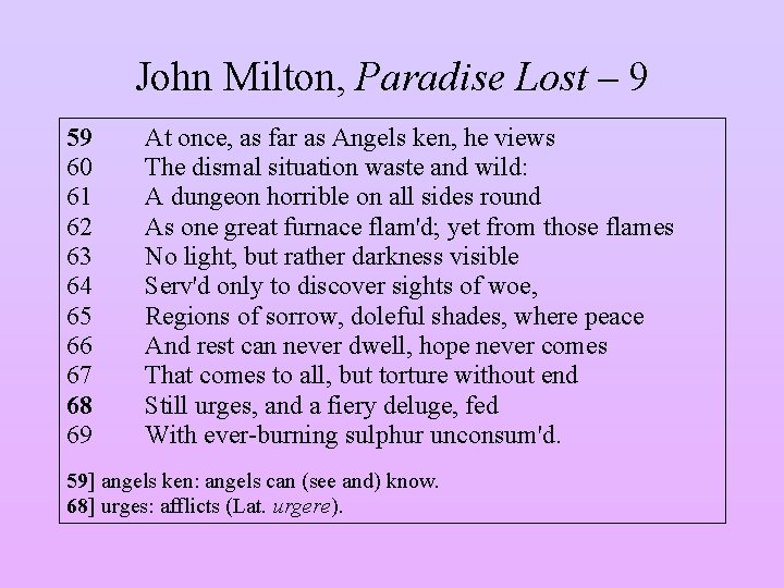 John Milton, Paradise Lost – 9 59 60 61 62 63 64 65 66
