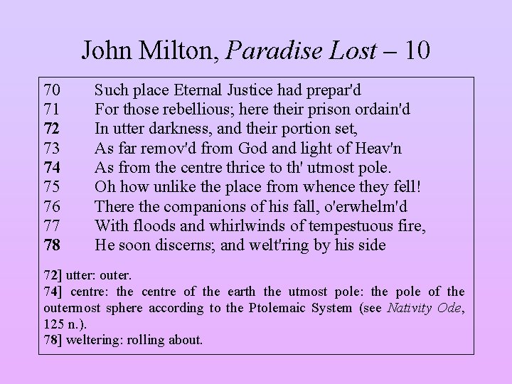 John Milton, Paradise Lost – 10 70 71 72 73 74 75 76 77