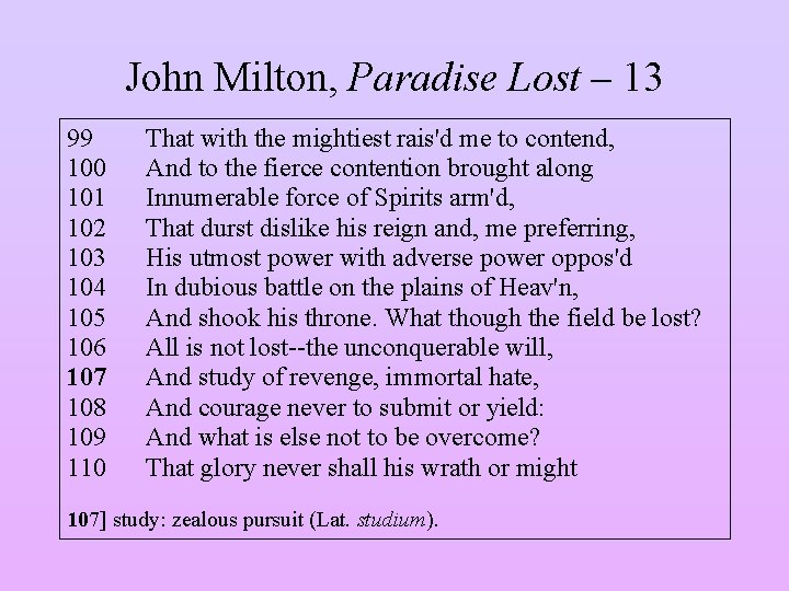 John Milton, Paradise Lost – 13 99 100 101 102 103 104 105 106