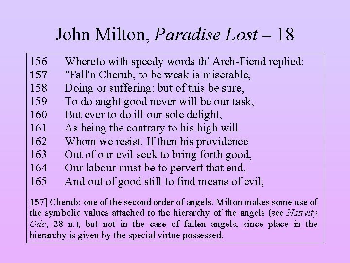 John Milton, Paradise Lost – 18 156 157 158 159 160 161 162 163