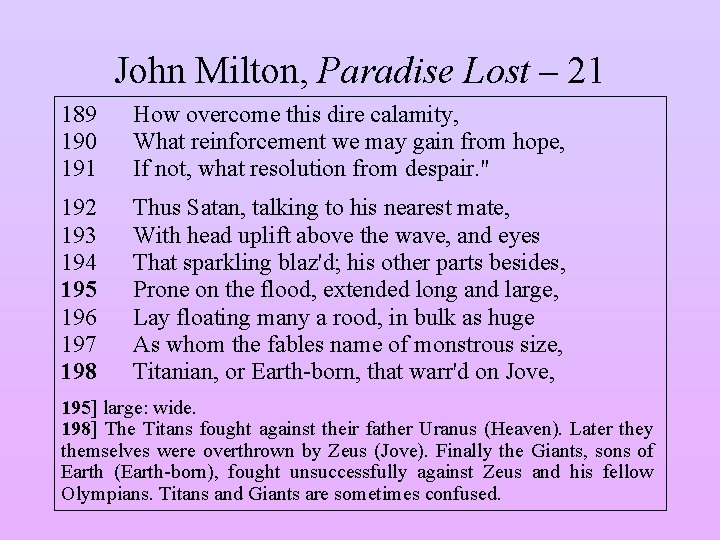 John Milton, Paradise Lost – 21 189 190 191 How overcome this dire calamity,