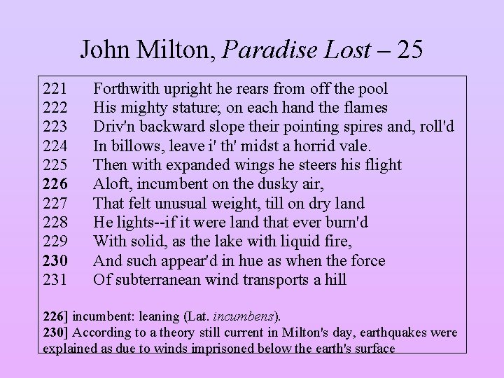 John Milton, Paradise Lost – 25 221 222 223 224 225 226 227 228