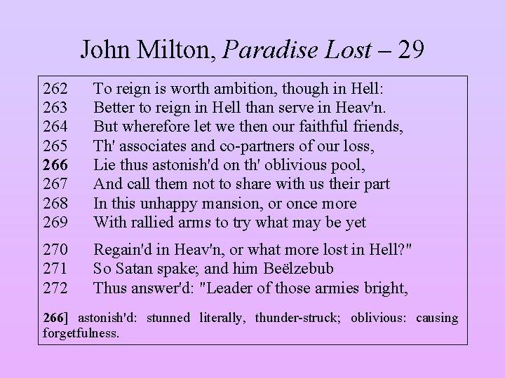 John Milton, Paradise Lost – 29 262 263 264 265 266 267 268 269