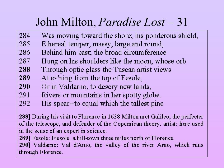 John Milton, Paradise Lost – 31 284 285 286 287 288 289 290 291
