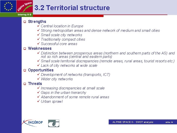 3. 2 Territorial structure q q Strengths ü Central location in Europe ü Strong