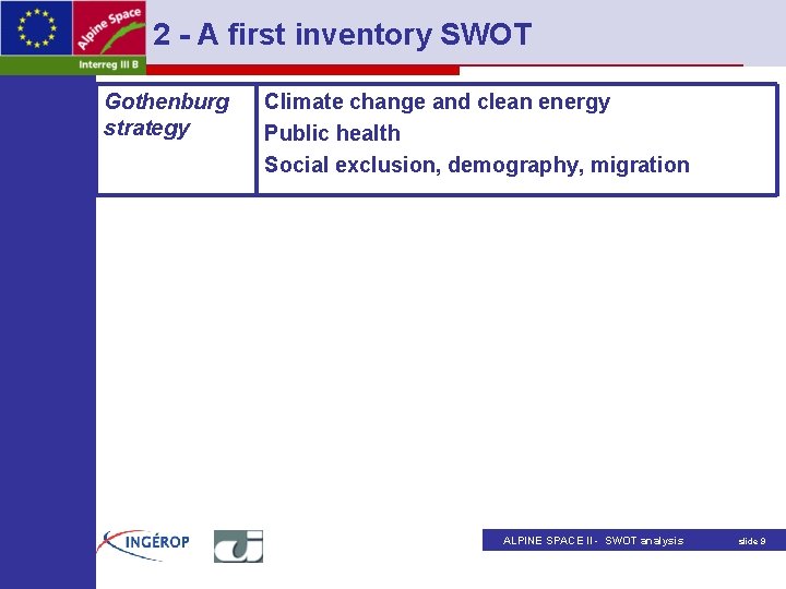 2 - A first inventory SWOT Gothenburg strategy Climate change and clean energy Public