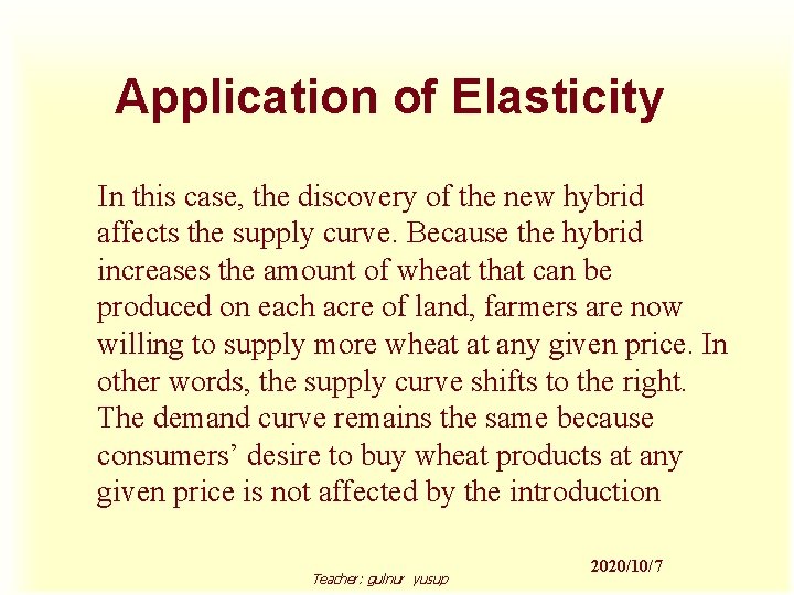 Application of Elasticity In this case, the discovery of the new hybrid affects the