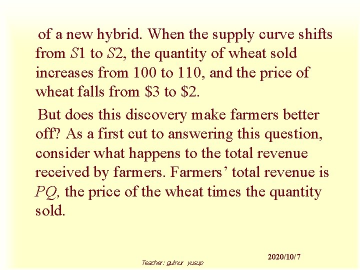of a new hybrid. When the supply curve shifts from S 1 to S