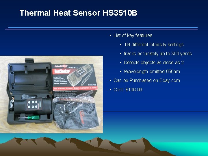 Thermal Heat Sensor HS 3510 B • List of key features • 64 different