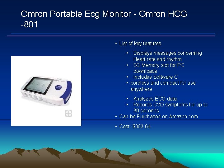 Omron Portable Ecg Monitor - Omron HCG -801 • List of key features •