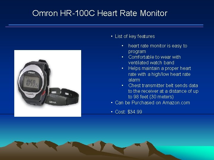 Omron HR-100 C Heart Rate Monitor • List of key features • heart rate
