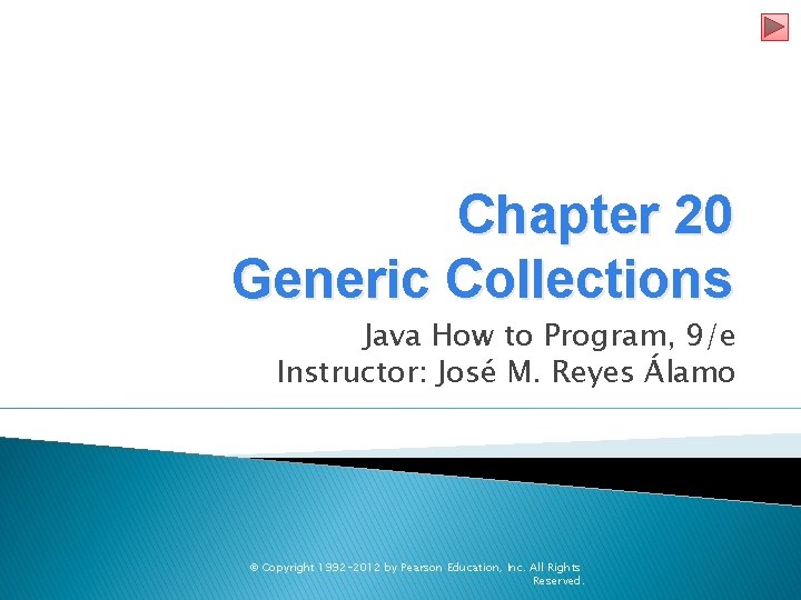 Chapter 20 Generic Collections Java How to Program, 9/e Instructor: José M. Reyes Álamo
