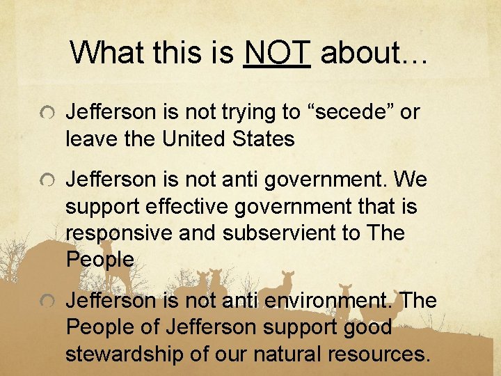 What this is NOT about… Jefferson is not trying to “secede” or leave the
