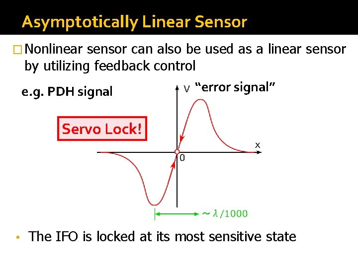Asymptotically Linear Sensor � Nonlinear sensor can also be used as a linear sensor Asymptotically Linear Sensor � Nonlinear sensor can also be used as a linear sensor