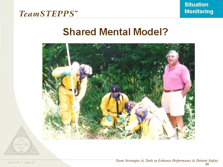 Situation Monitoring ™ Shared Mental Model? Mod 4 06. 1 Page 20 TEAMSTEPPS 05.