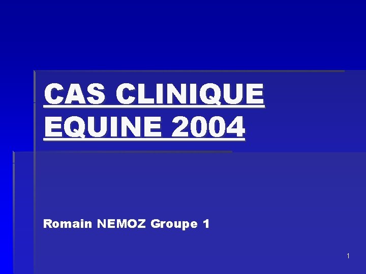 CAS CLINIQUE EQUINE 2004 Romain NEMOZ Groupe 1 1 