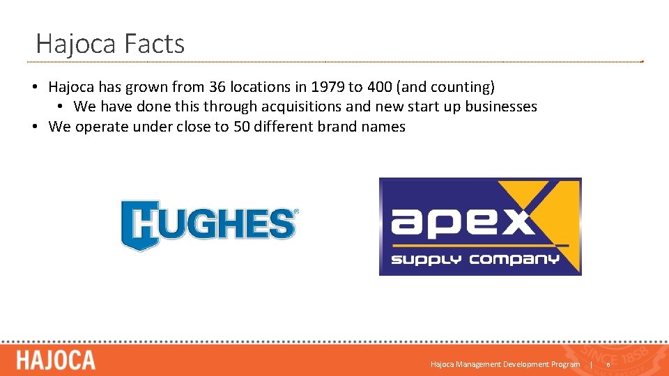 Hajoca Facts • Hajoca has grown from 36 locations in 1979 to 400 (and Hajoca Facts • Hajoca has grown from 36 locations in 1979 to 400 (and