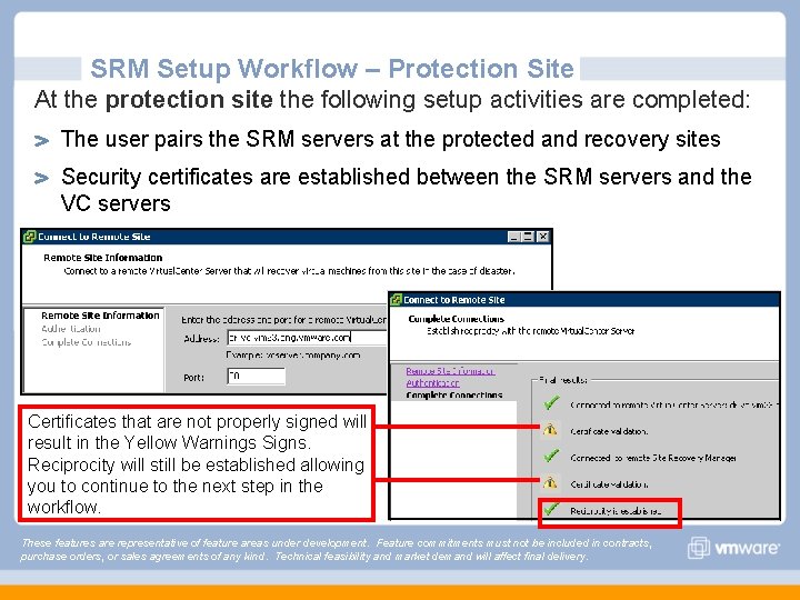 SRM Setup Workflow – Protection Site At the protection site the following setup activities SRM Setup Workflow – Protection Site At the protection site the following setup activities