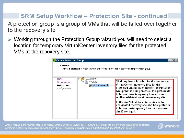 SRM Setup Workflow – Protection Site - continued A protection group is a group SRM Setup Workflow – Protection Site - continued A protection group is a group