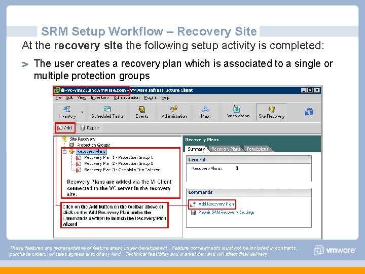 SRM Setup Workflow – Recovery Site At the recovery site the following setup activity SRM Setup Workflow – Recovery Site At the recovery site the following setup activity