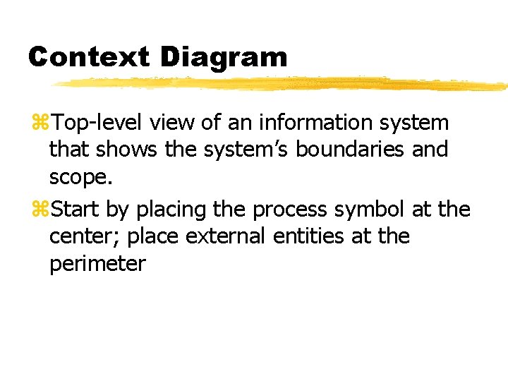 Context Diagram z. Top-level view of an information system that shows the system’s boundaries