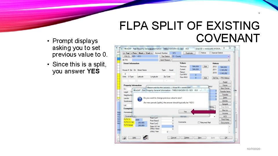 9 • Prompt displays asking you to set previous value to 0. FLPA SPLIT