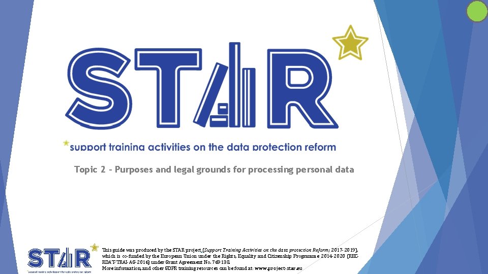 Topic 2 - Purposes and legal grounds for processing personal data This guide was