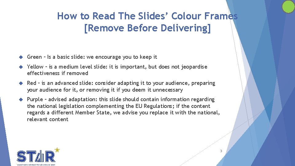 How to Read The Slides’ Colour Frames [Remove Before Delivering] Green – Is a