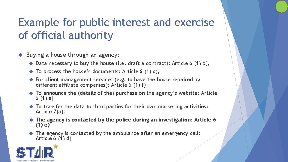 Example for public interest and exercise of official authority Buying a house through an