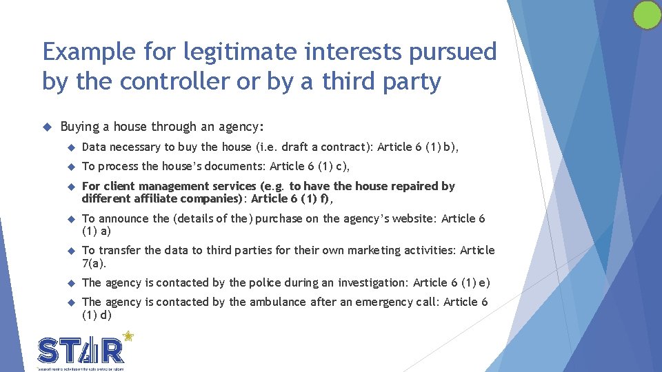 Example for legitimate interests pursued by the controller or by a third party Buying