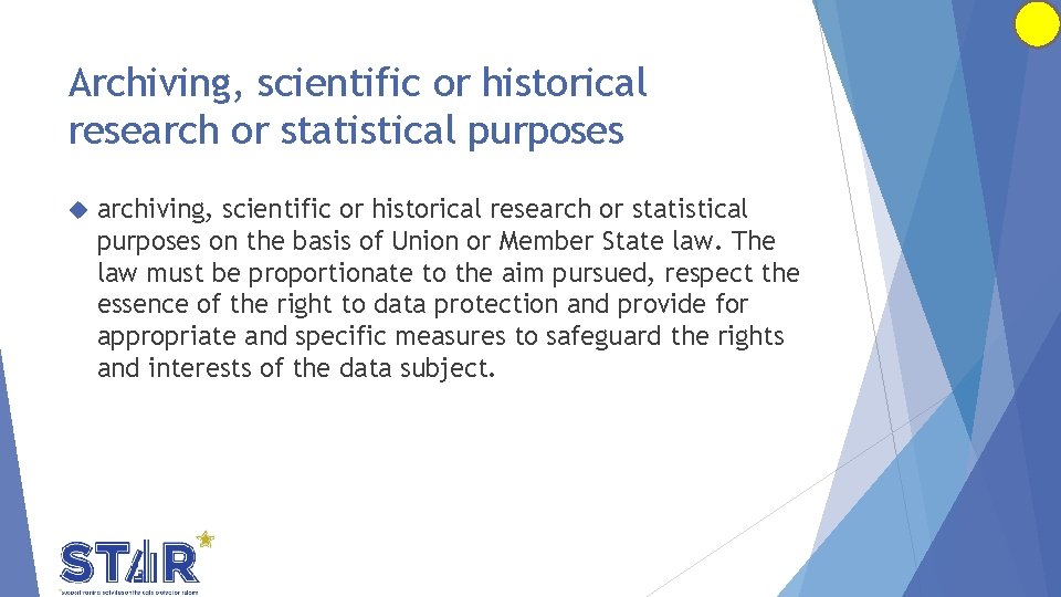 Archiving, scientific or historical research or statistical purposes archiving, scientific or historical research or