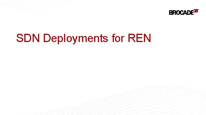 SDN Deployments for REN 