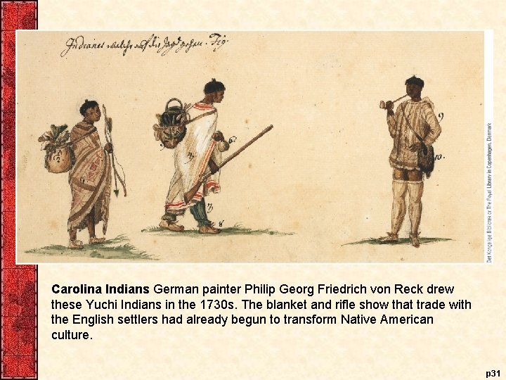 Carolina Indians German painter Philip Georg Friedrich von Reck drew these Yuchi Indians in
