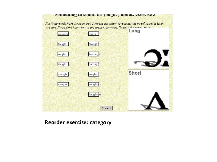 Reorder exercise: category 