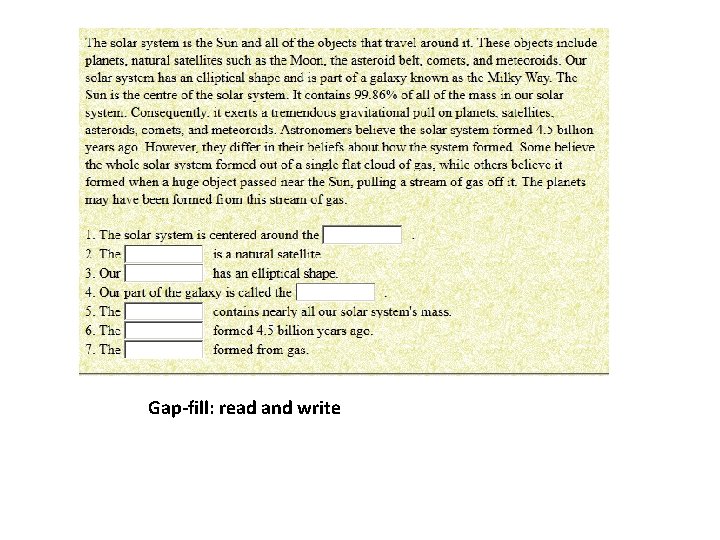 Gap-fill: read and write 