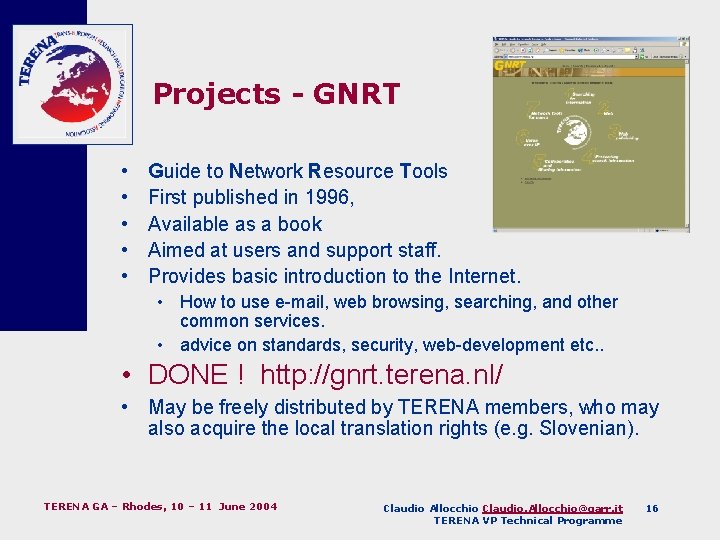 Projects - GNRT • • • Guide to Network Resource Tools First published in