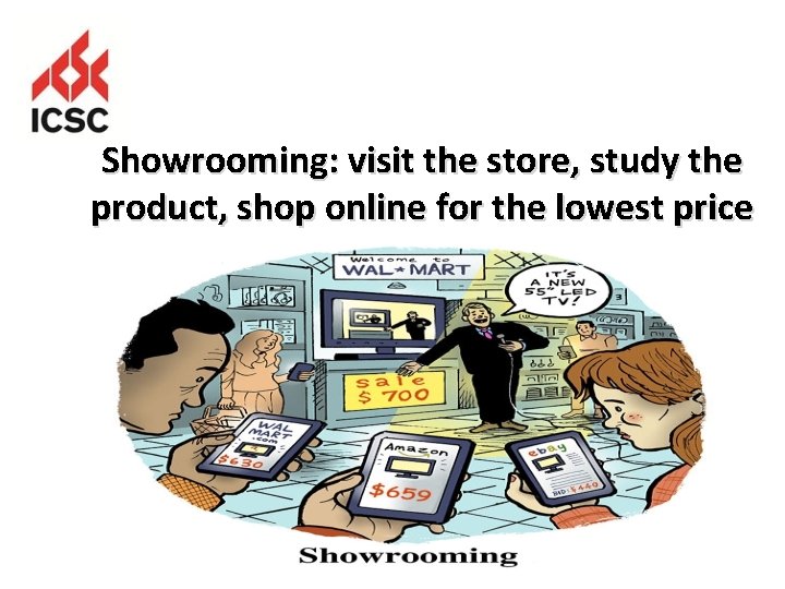 Showrooming: visit the store, study the product, shop online for the lowest price 
