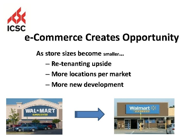 e-Commerce Creates Opportunity As store sizes become smaller… – Re-tenanting upside – More locations