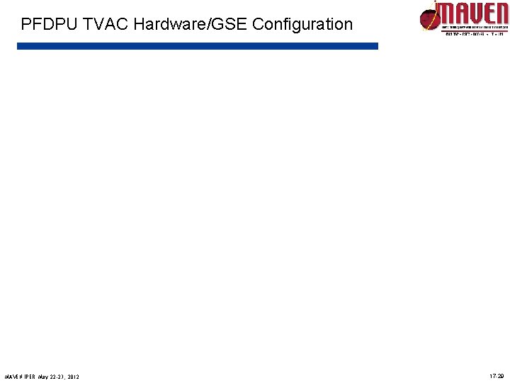 PFDPU TVAC Hardware/GSE Configuration MAVEN IPER May 22 -23, 2012 17 -29 