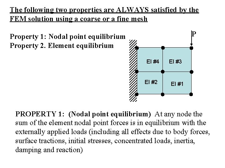 The following two properties are ALWAYS satisfied by the FEM solution using a coarse