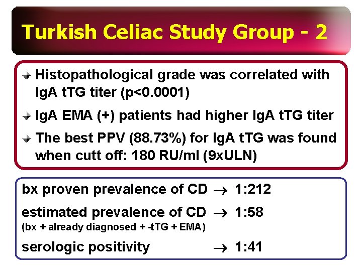 Turkish Celiac Study Group - 2 Histopathological grade was correlated with Ig. A t.