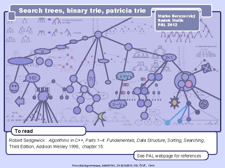 Search trees, binary trie, patricia trie Marko Berezovský Radek Mařík PAL 2012 p 2<1