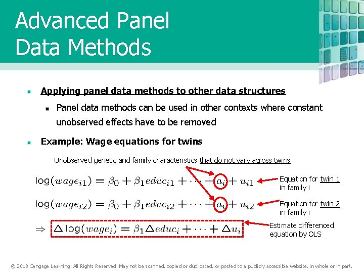 Advanced Panel Data Methods Applying panel data methods to other data structures Panel data