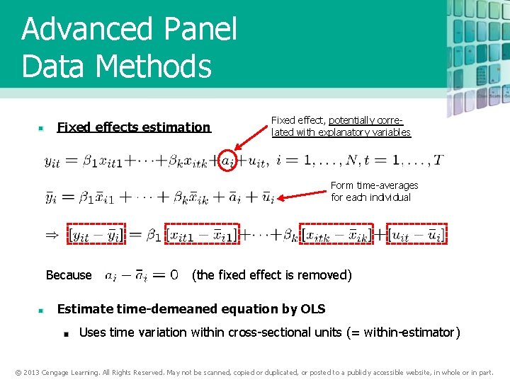 Advanced Panel Data Methods Fixed effects estimation Fixed effect, potentially correlated with explanatory variables